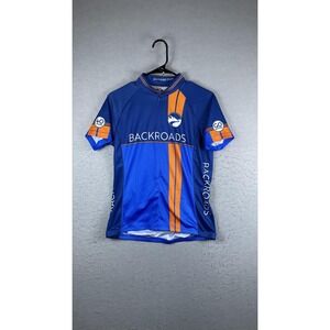 Louis Garneau Backroads Cycling Jersey Mens Medium Blue Orange 40 Years Road